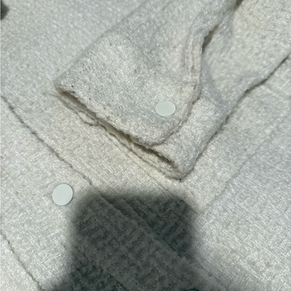 Cream Textured Button-Up Jacket - Picture 4 of 5